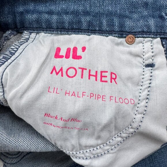 MOTHER Superior The Lil Half Pipe Flood Barrel Jeans Black Blue 24 - Picture 6 of 16